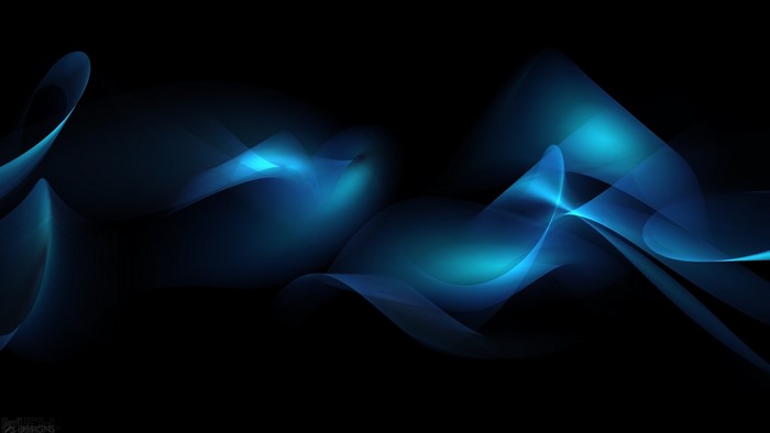 Abstract Blue Wavy Lines on Black