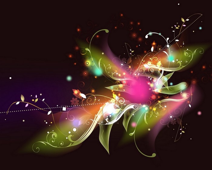 Vibrant Abstract Floral Design with Glowing Accents