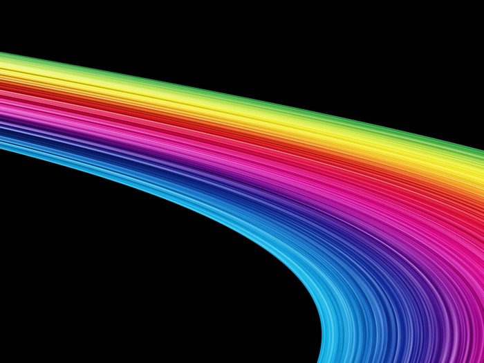 Curved Rainbow Lines on Black Background