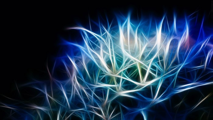 Abstract Blue and White Glowing Threads