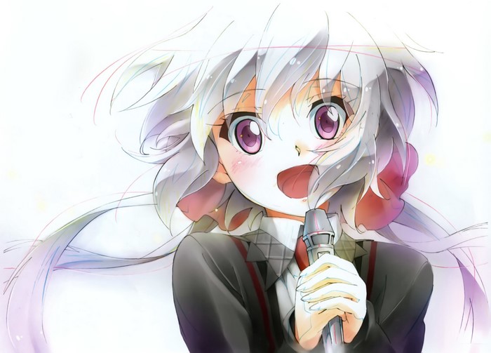 Chris Yukine from Senki Zesshou Symphogear singing into a microphone