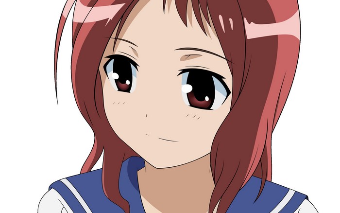 Anime girl with brown hair and school uniform