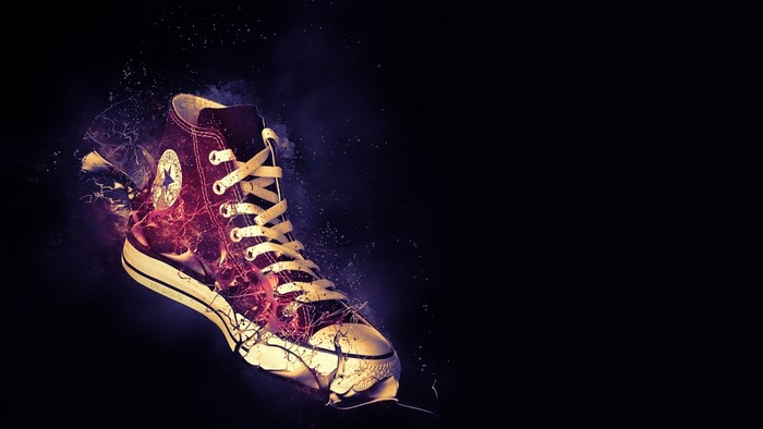 Converse high-top sneaker with fiery effect