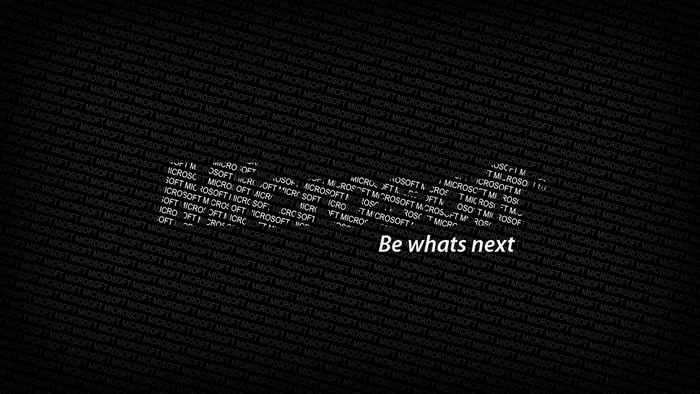 Microsoft logo and text "Be whats next"