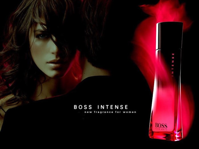 Hugo Boss Intense perfume advertisement with woman