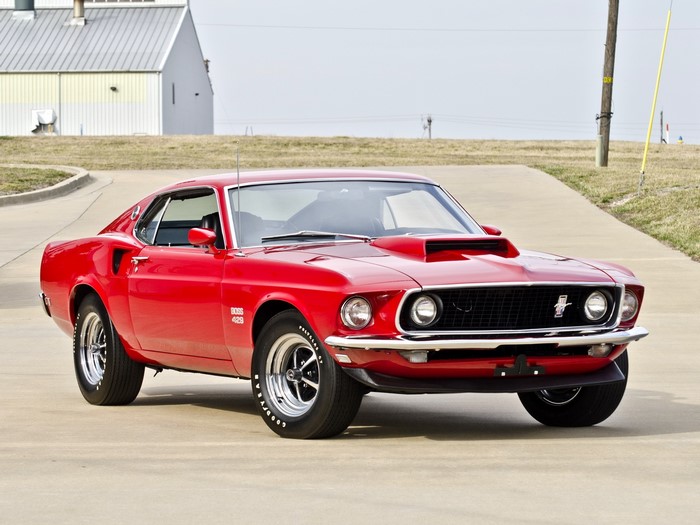 Red 1969 Ford Mustang Boss 429 Muscle Car