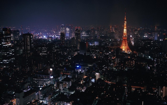Tokyo cityscape at night with Tokyo Tower