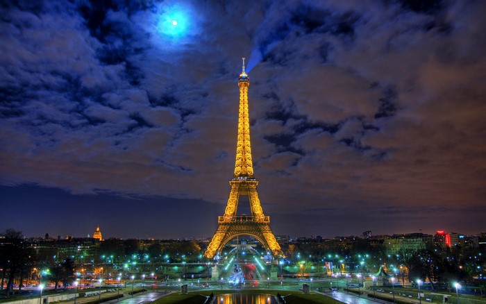 Eiffel Tower at Night in Paris, France
