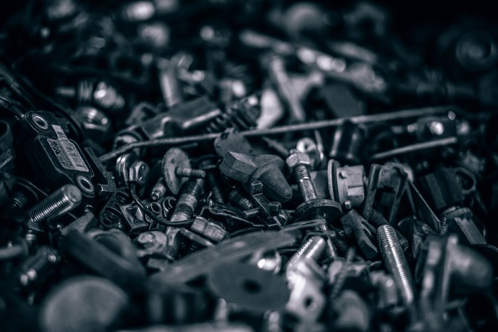 Close-up of Mechanical Car Parts in Workshop