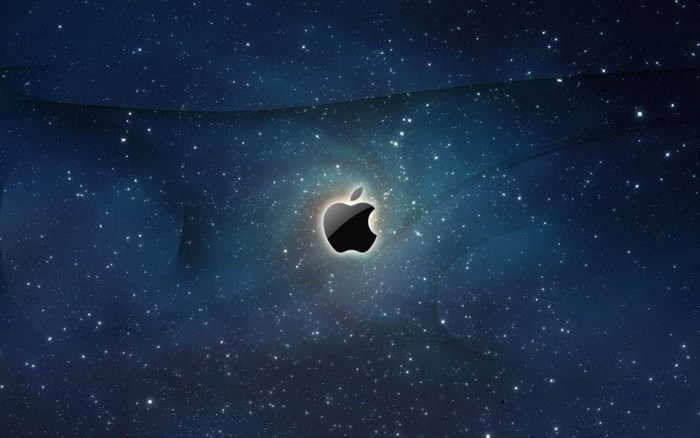 Apple logo in starry space