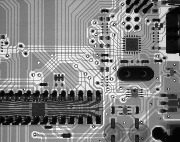 Intricate X-ray View of Electronic Circuit Board
