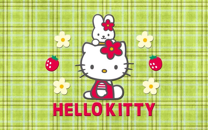 Hello Kitty with Bunny Floral and Strawberry Design