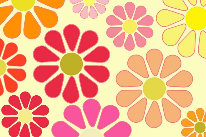 Retro floral pattern with colorful flowers