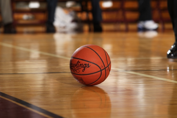 Rawlings Basketball on a Wooden Court