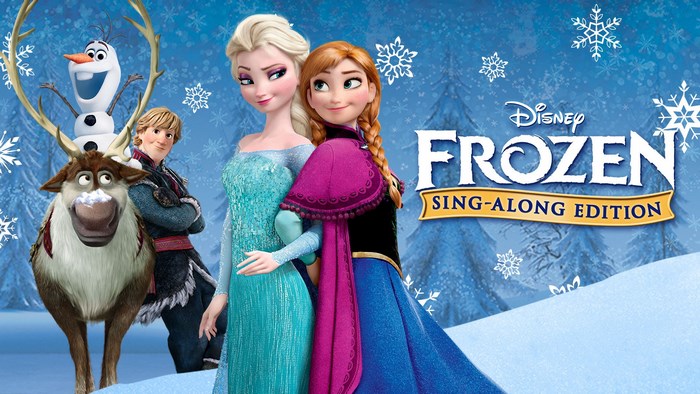 Frozen Sing-Along Edition Poster with Elsa, Anna, Kristoff, Sven, and Olaf