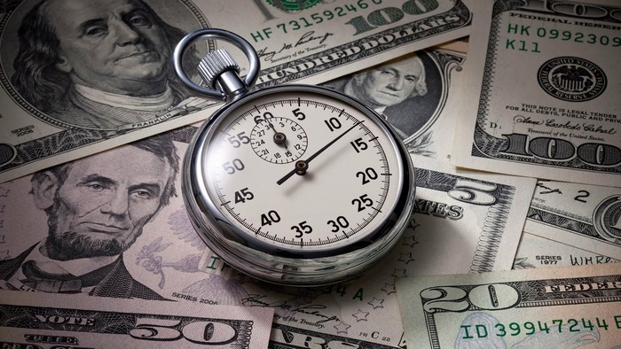 Stopwatch on US Dollar Bills