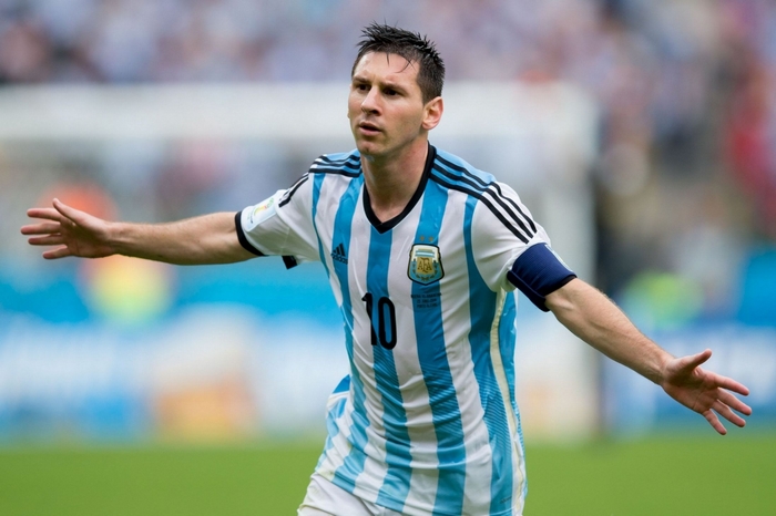 Lionel Messi playing for Argentina