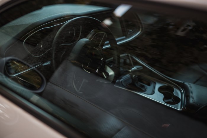 Dodge SRT interior with steering wheel and gear shift