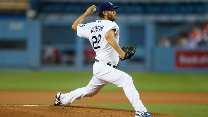 Clayton Kershaw pitching for the Dodgers
