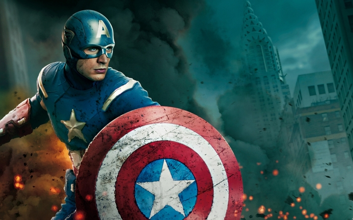 Captain America in a Cityscape