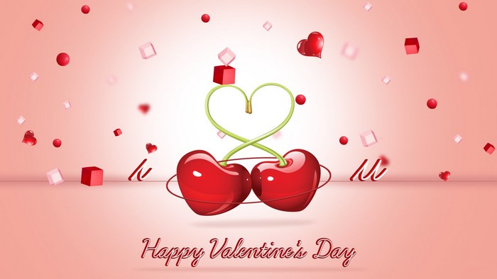 Happy Valentine's Day Cherries Heart Design