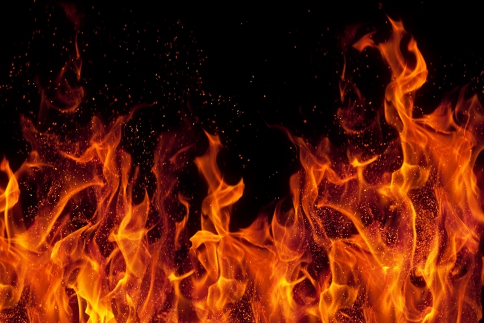 Flames and sparks on a black background
