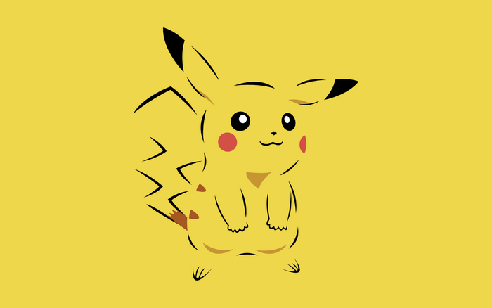 Pikachu from Pokemon minimalist yellow background