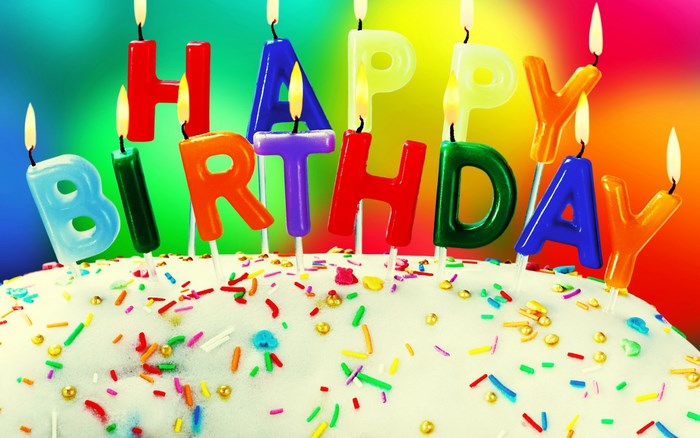 Happy Birthday candles on a cake