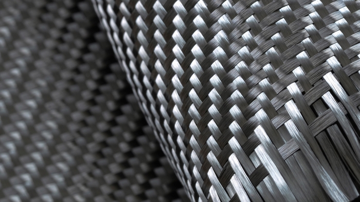 Close-up of woven carbon fiber material