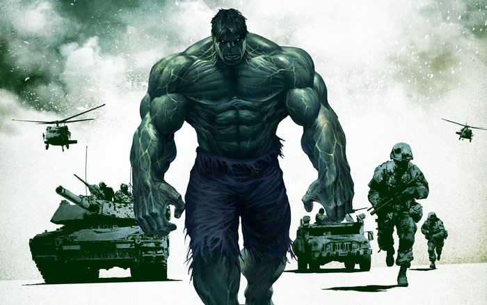 The Hulk With Military Forces and Vehicles