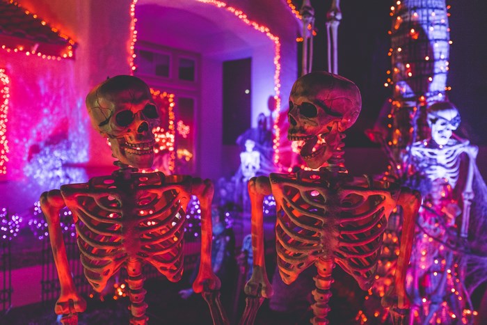 Glowing Halloween Skeletons in Festive Night