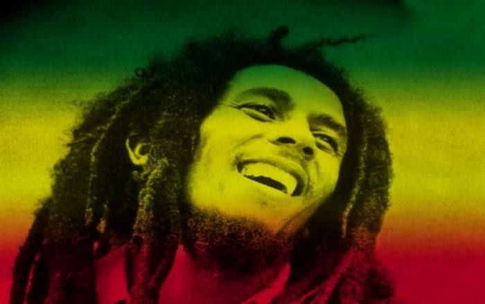 Bob Marley portrait with reggae colors