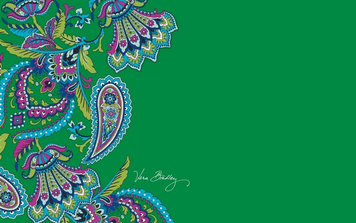 Vera Bradley paisley pattern on green background