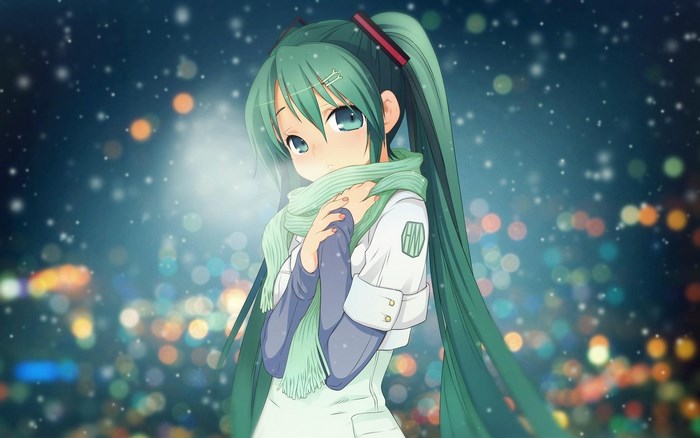 Anime girl with green hair and scarf