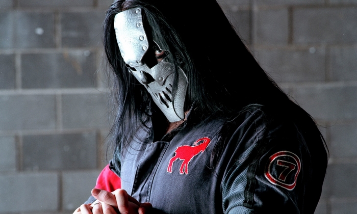 Slipknot member wearing a mask and jumpsuit