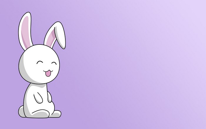 Cute white bunny on a purple background