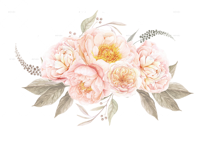 Watercolor Peony Floral Arrangement