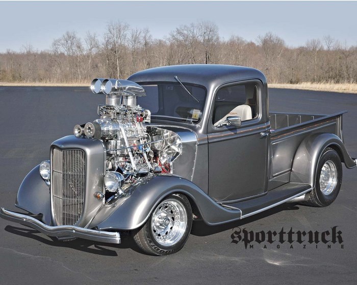 1936 Ford pickup truck with supercharger