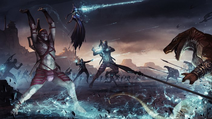 Endless Legend battle scene with creatures and warriors