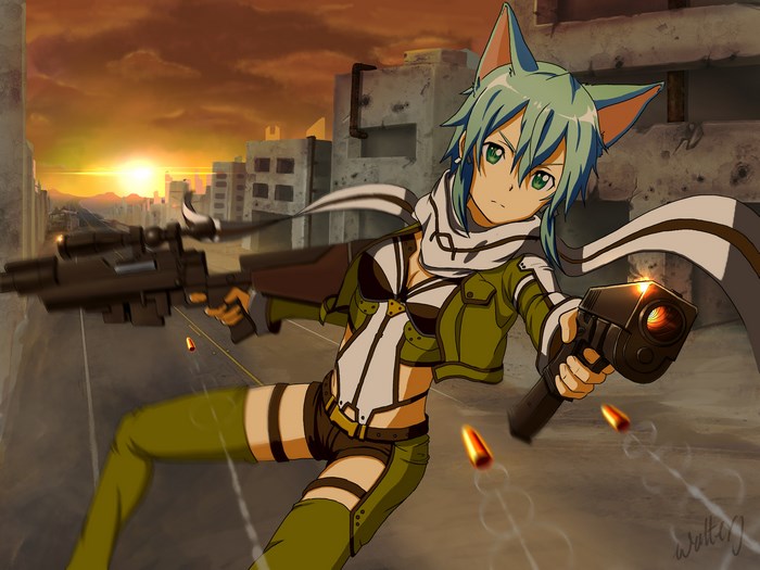 Sinon from Sword Art Online II with guns
