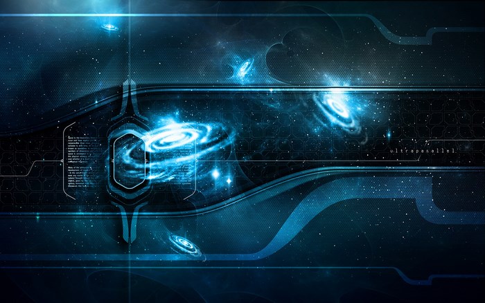 Abstract Blue Galaxies and Futuristic Design