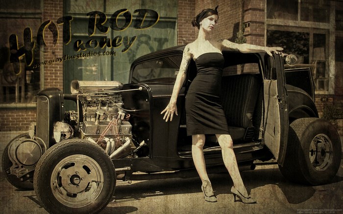 Hot Rod Honey with Classic Car