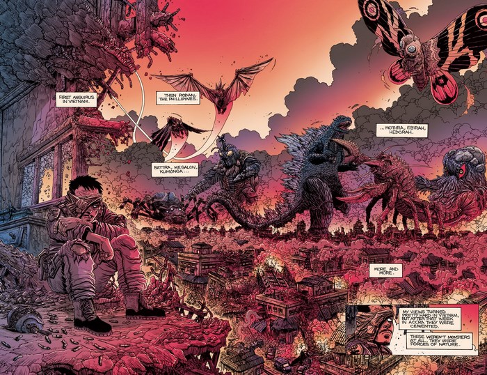 Godzilla and Kaiju Monsters in Cityscape