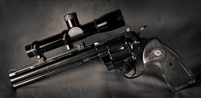 Colt Python Revolver Silhouette in Dramatic Lighting