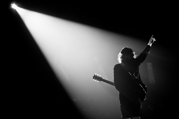 Angus Young from AC/DC performing live