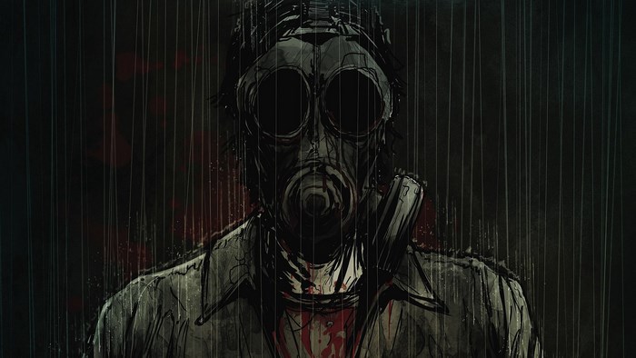 Man in gas mask in Silent Hill Downpour
