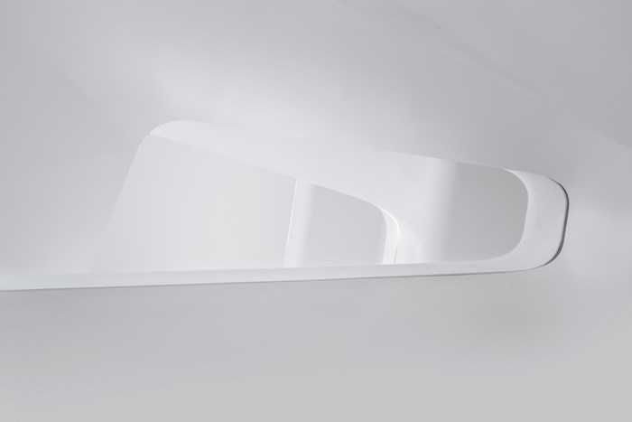 Minimalist white staircase with abstract design