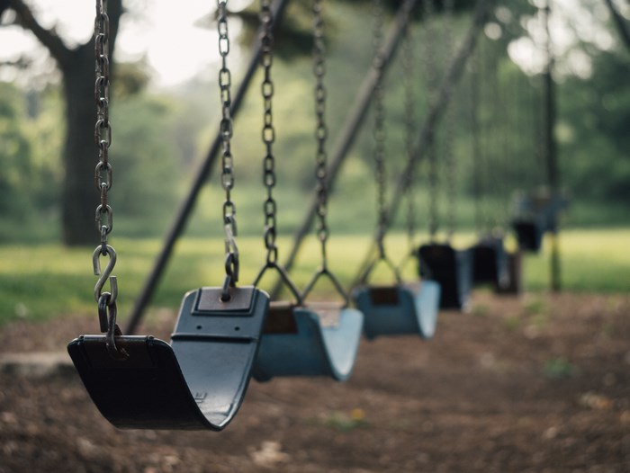 Empty swingset in a park