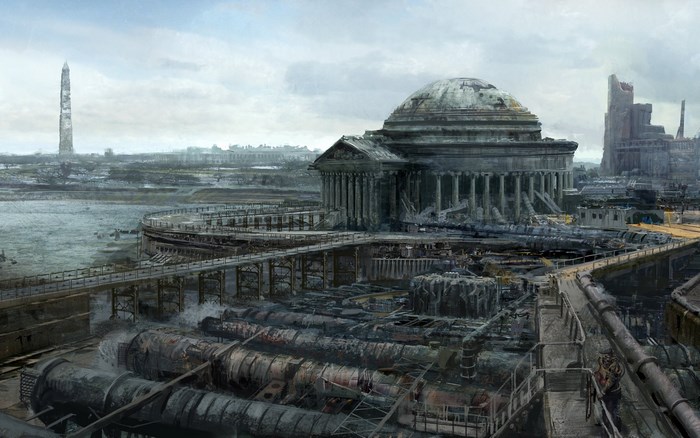 Fallout 3 Post-Apocalyptic Cityscape with Monument