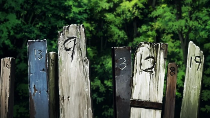Zankyou no Terror wooden posts with numbers